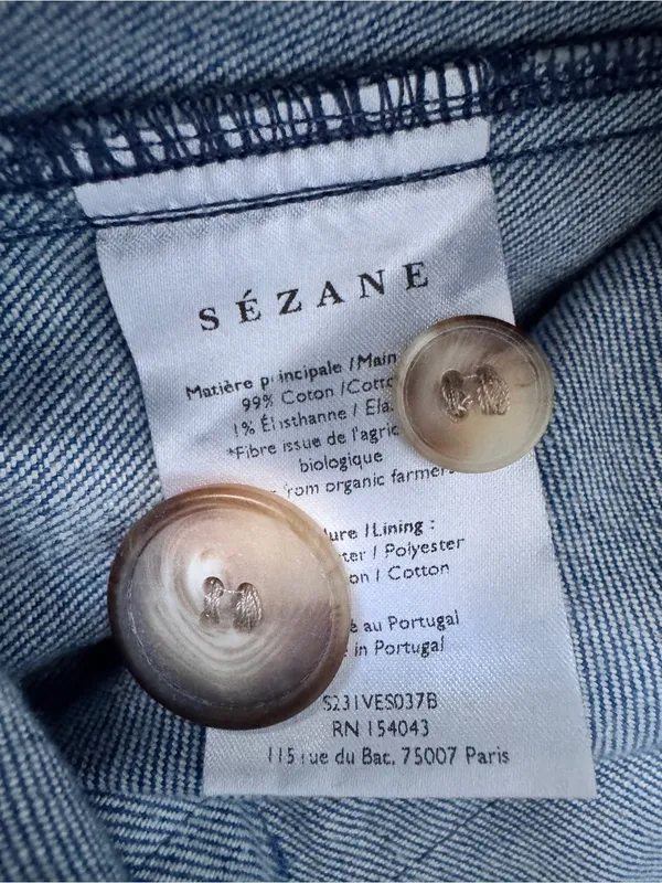 Sezane Christie Denim Blazer Baby Blue Double Breasted Jacket NWT US 4 FR 36 - Image 9