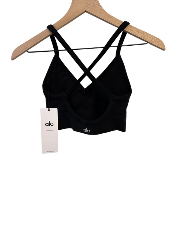 Alo Seamless Ribbed Low Back BLACK Bra S SOLD OUT NWT - Image 3