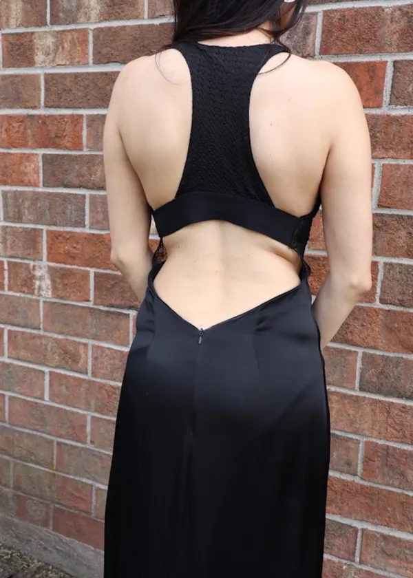 Zara Open Back Satin Dress - Image 4