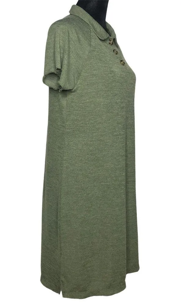 Green Knit Polo Dress - Size Large - Image 4