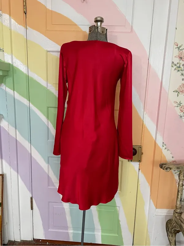 NWT Rails Alessandra Scarlet Red Satin Cowl Neck Ruched Mini Dress Sz M🧡🎀 - Image 7