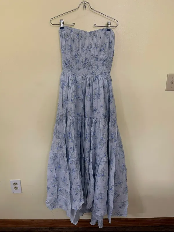 NEW Altar’d State Blue Floral Strapless Maxi Dress Size XL NWT - Image 4