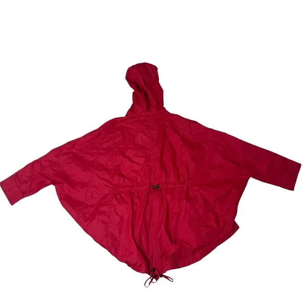 H! By Henry Holland Red‎ Hooded Windbreaker Poncho Jacket Womens Size 10 Zip Up - Image 4