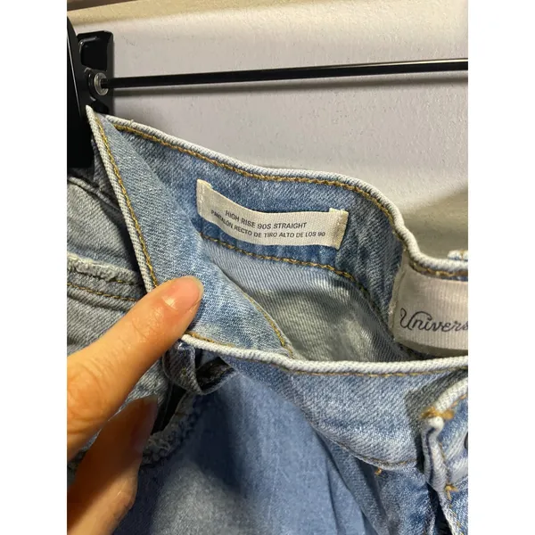 Universal Thread Jeans Women 14 Light Blue High Rise 90s‎ Straight Raw Hem Denim - Image 4
