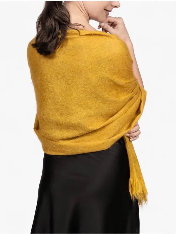 Alpaca Wool Shawl Wrap in Mustard Yellow - Image 6