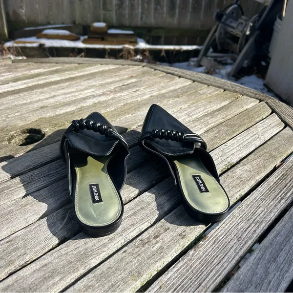 Nine West Aliby Pointed Flat‎ Mules Womens 9.5 Black Slip On Casual Shoes - Image 5