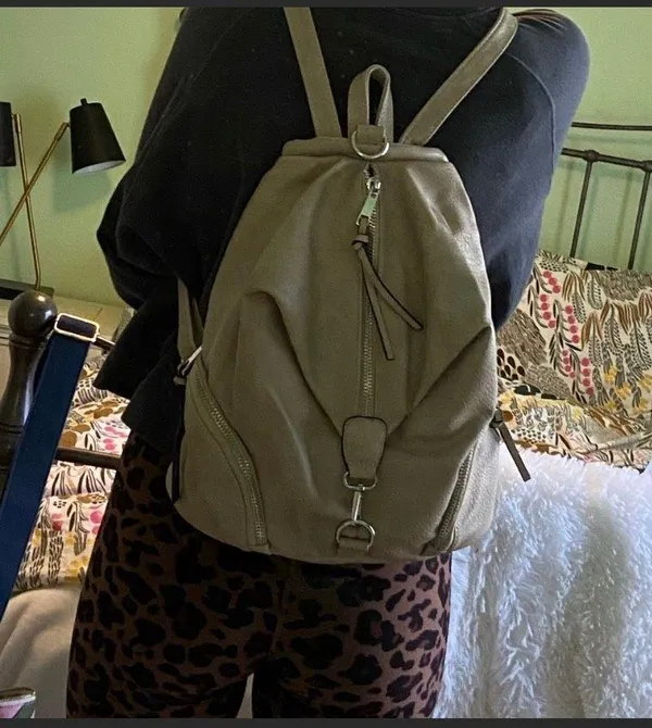 Beige Leather Small Backpack Tan - Image 2