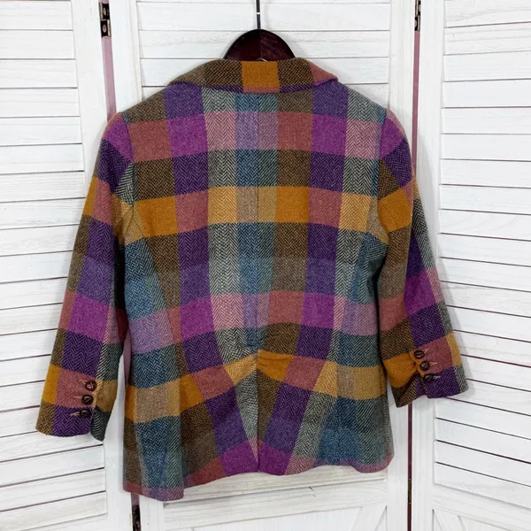 Cabi Happy Blazer‎ Women 4 Multicolor Buffalo Plaid Jewel Tone Wool Blend #927 - Image 9