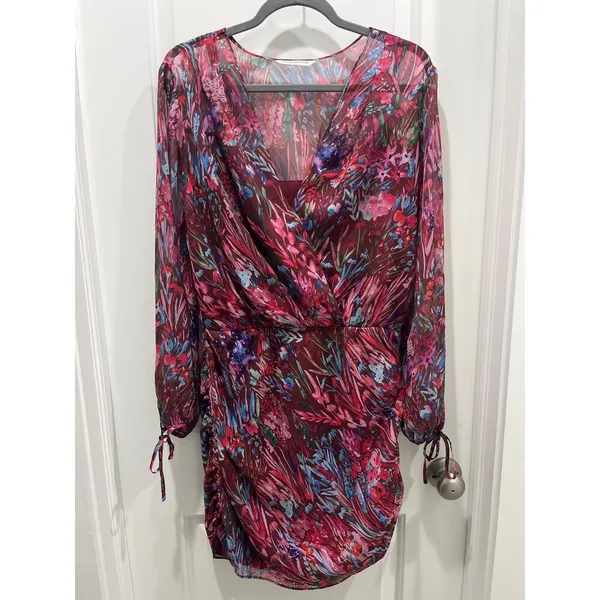 Amanda Uprichard Amani Long Sleeve Mini Dress in Bloom Sz L - Image 2