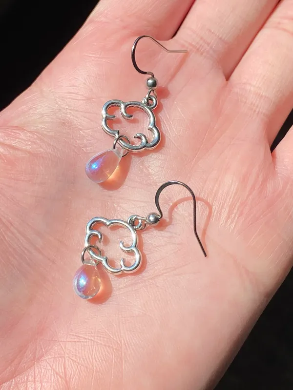 Handmade cute cloud teardrop dangle earrings ☁️💧 - Image 6