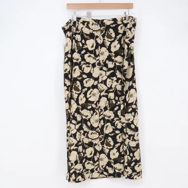 Sag Harbor Skirt Womens XL Black Floral Midi Elastic Waist NEW - Image 5