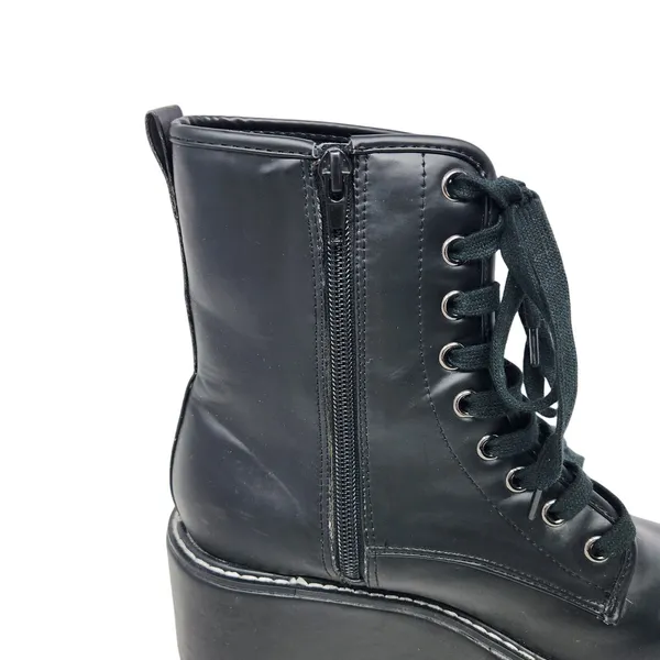 Liliana Shoes Black Leather Zip Archer 1 Chunky Platform Combat Boots Size 7.5 - Image 8