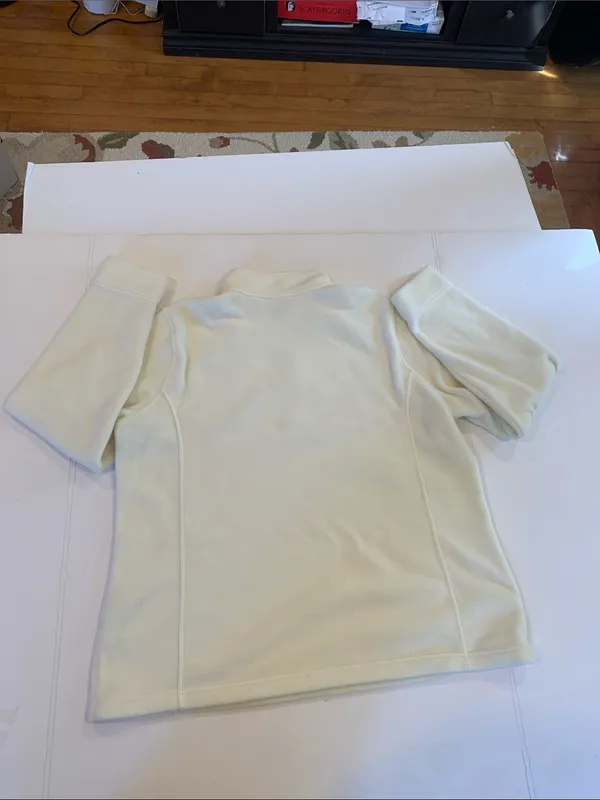 L.L. Bean Women's XL Extra Large Cream Mock Neck Quarter Zip Fleece Pullover - Image 6