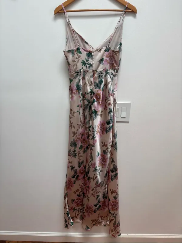 Baltic Born Annabel Satin Maxi Dress Sleeveless Floral Pink Green S - Image 8