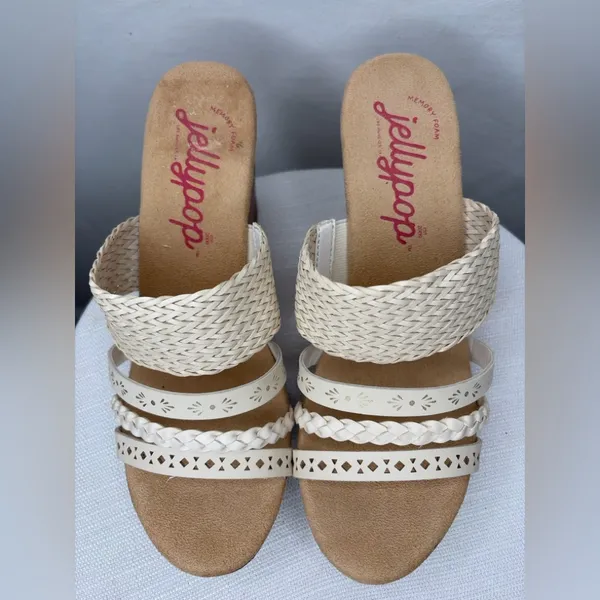 Jellypop women’s Size 8 Cream Woven Strap Wedge Sandals Memory Foam(B95)&✨ - Image 7
