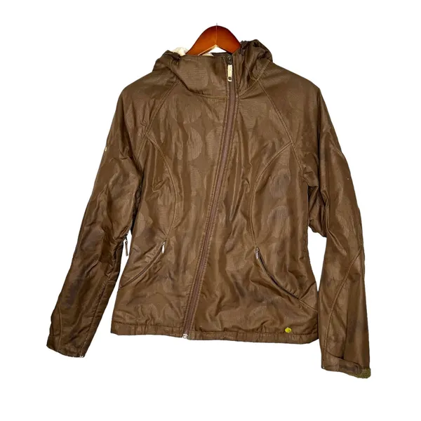 Burton women's brown fleece lined hooded jacket coat layering warm size large - Image 2
