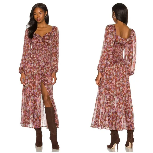 💕ASTR💕 Arlette Floral Sweetheart Long Sleeve Maxi Dress Floral Print Small NWT - Image 6
