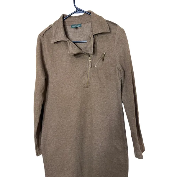Lauren Jeans Co Ralph Lauren Brown Quarter Zip Shift Dress M - Image 2