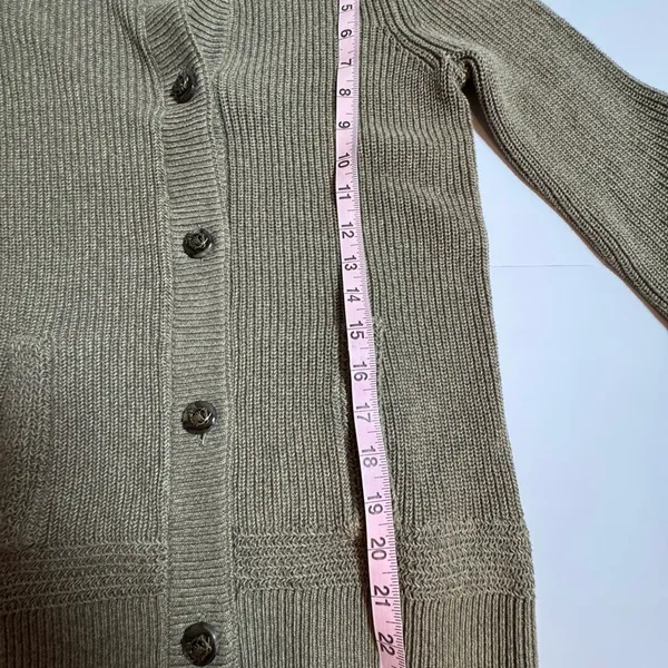 LRL Ralph Lauren Women Petite P Brown Cotton Knit Cardigan Suede Elbow Patches - Image 7