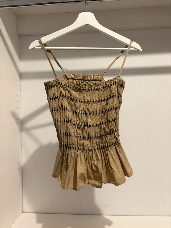 ZARA Smocked Top With Black Bead Detail S Great For Fall! NWOT - Image 2