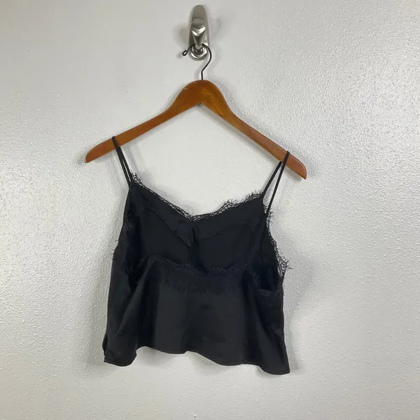 Open Edit Black‎ Lace Trim Cami Top Size Medium - Image 2