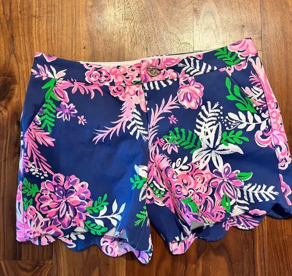 Lilly Pulitzer Knit Buttercup Shorts NWT Ruffle Your feathers Oyster Bay Navy - Image 2