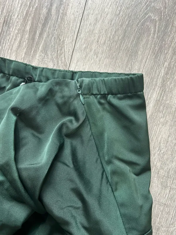 Showpo New Hathaway Maxi Dress Strapless Straight Neck Twist Front Split Emerald Large - Image 9
