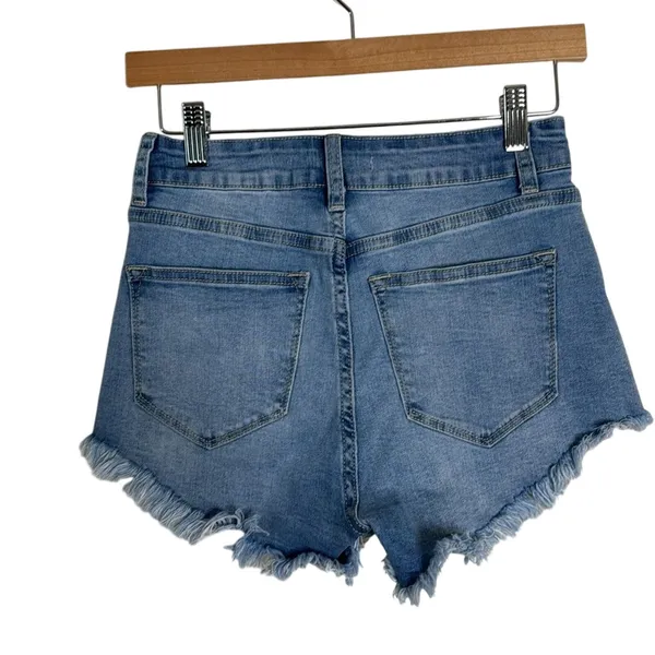 KanCan Shorts Women's Cut Off Stretch Midi Raw Hem Distressed Denim Size 27‎ - Image 2