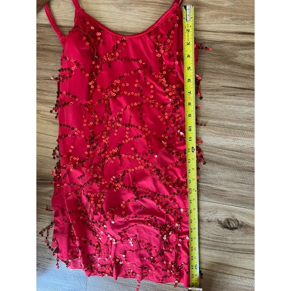 The Competitor Red Sequin Dance Costume Mini Dress Bodysuit MA Made in USA - Image 6
