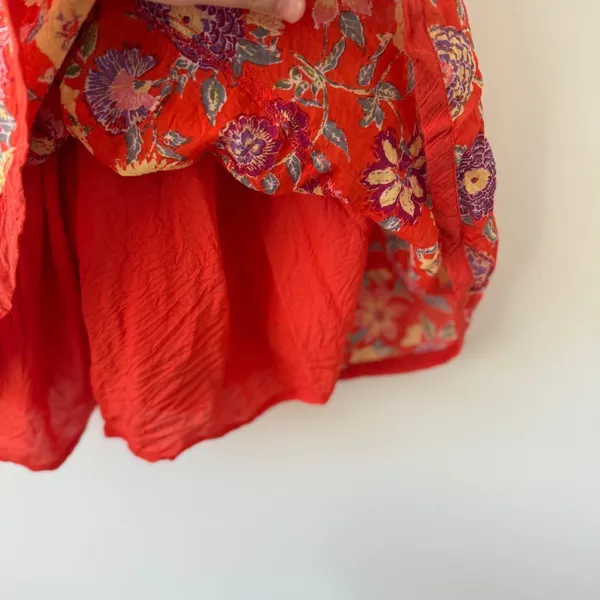 Free People Oh Baby Mini Babydoll Dress Orange Florals Women's Size Small‎ - Image 8
