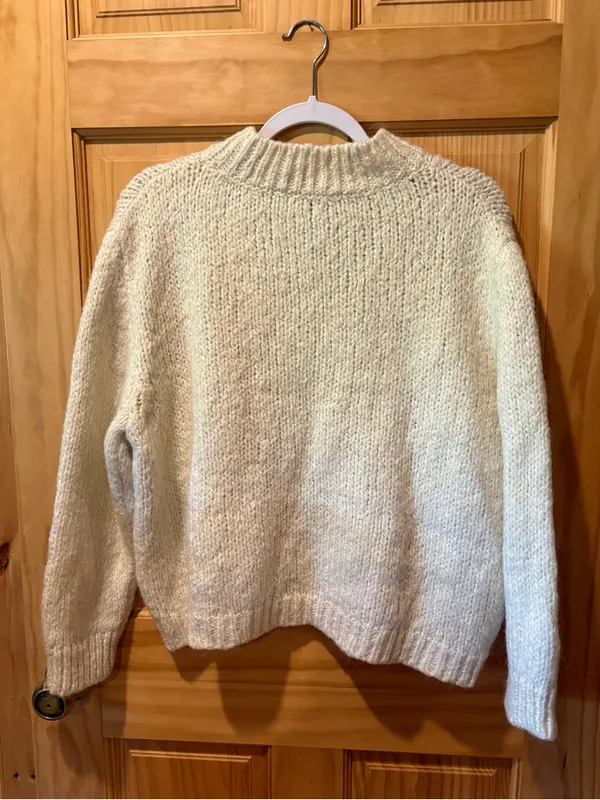 Zara chunky knit mock-neck sweater cream women’s S - Image 2
