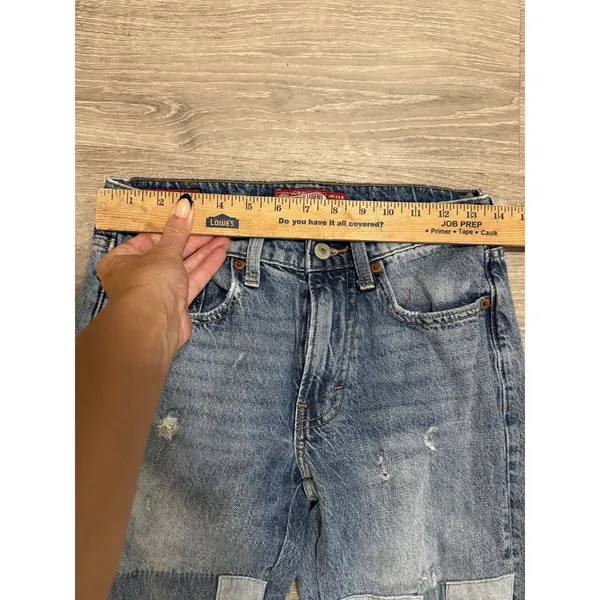 Lucky Brand Legend‎ Jeans Boyfriend Midrise Flare Patchwork Denim Size 00 24 - Image 4