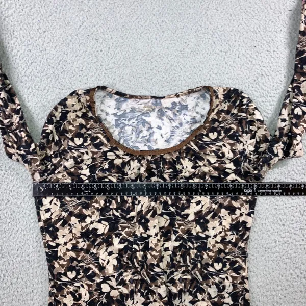 St. John's Bay Floral Cottagecore Top Small Brown‎ Scoop Neck Cotton Earthy Neutral Classic L/S - Image 11