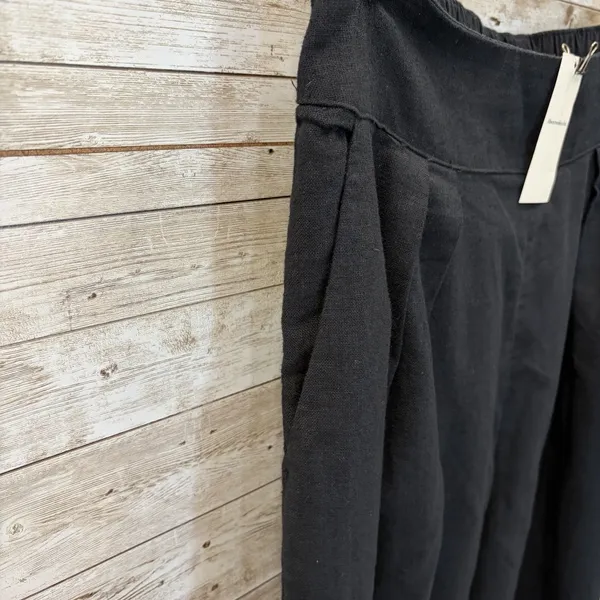 NWT Abercrombie‎ & Fitch Womens M (Long) Pants Black Wide Leg Linen Blend NEW - Image 2