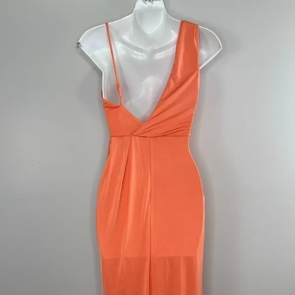 Revolve NBD Sangria Gown XXS‎ Sherbert Orange Wrap Front Slit Sleeveless Formal - Image 6