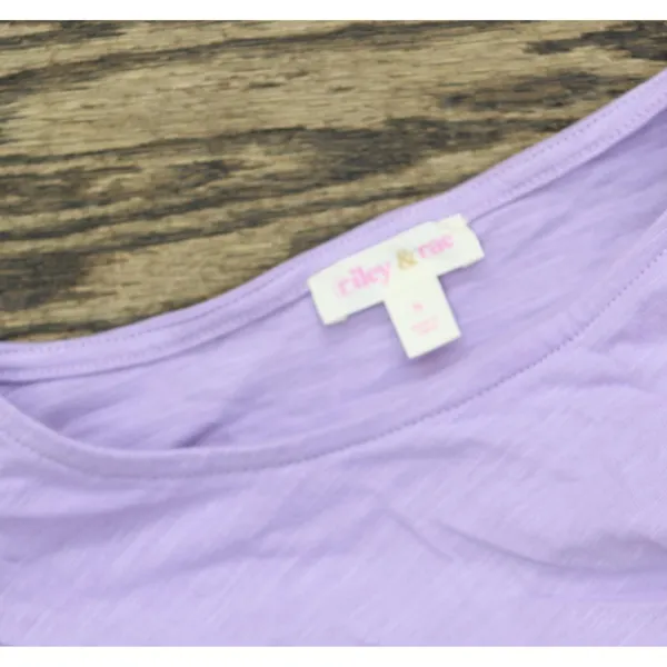 NWT Riley & Rae Lacey Crew Neck Tiered Puff-Sleeve Midi Dress Lilac Purple S - Image 4