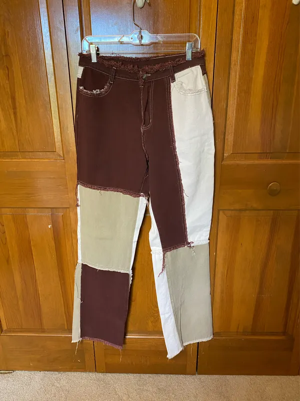SheIn Brown Patchwork Jeans - Image 3