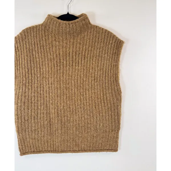 NWT Madewell Womens Vest Brown Stimpson Sweater Wool Knit Ribbed Pullover Medium - Image 5