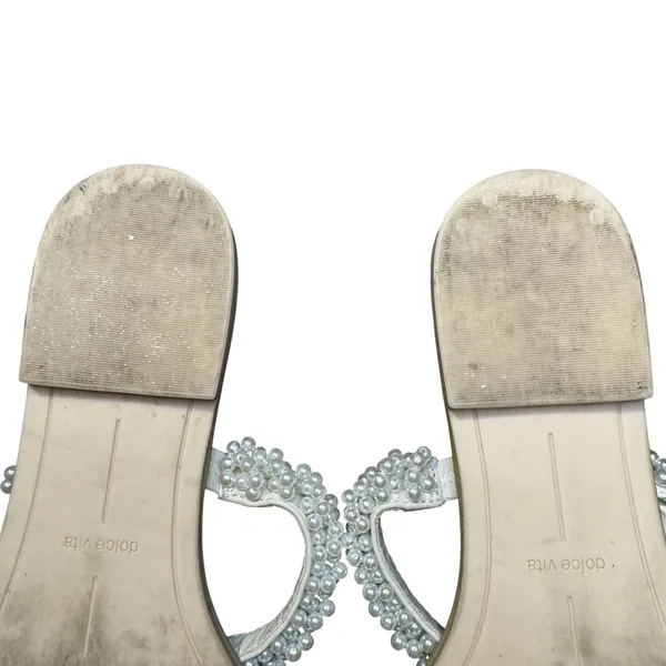 Dolce Vita Shoes‎ Womens Size 9 White Pearl Beaded Slide Sandals Flat Dressy - Image 11