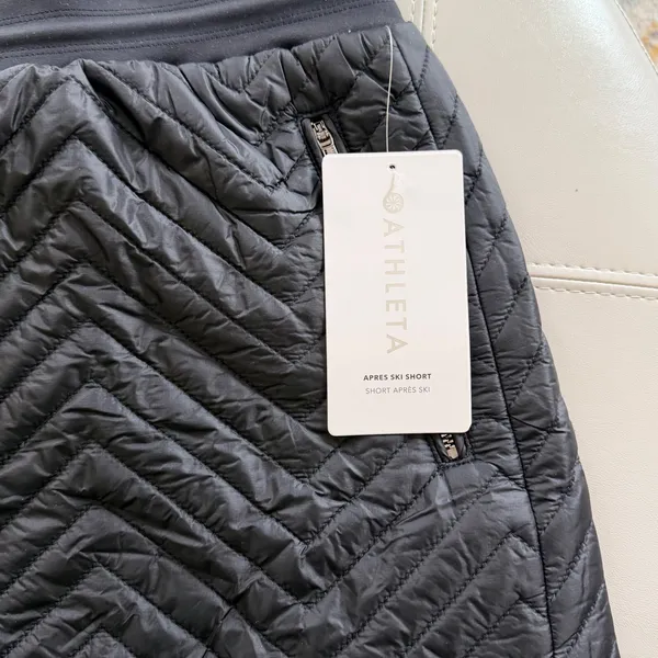 Athleta Apres Ski Short Womens 16 Black‎ Quilted Puffer Insulated Chevron 467120 - Image 6