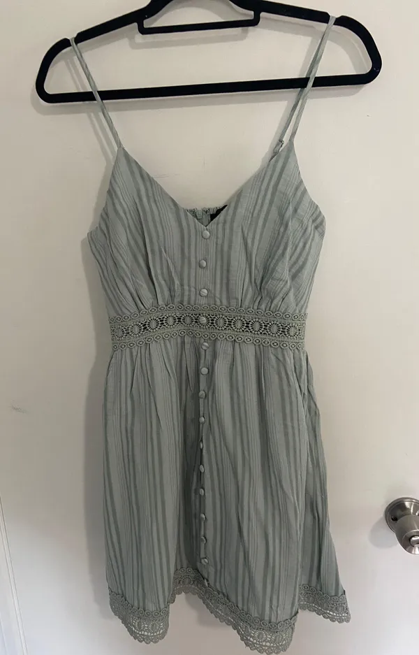 Sage Crochet Lace Button- Front Mini Dress - Image 6