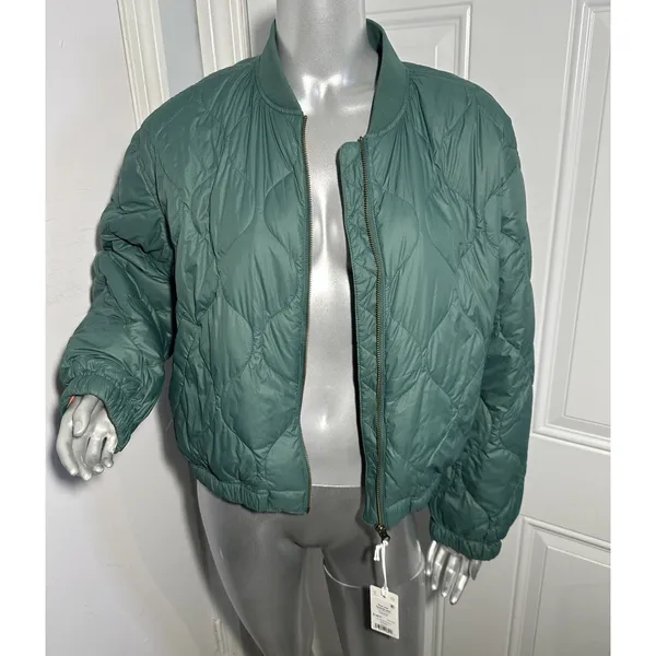 Marine Layer Avalon Lightweight Quilted Bomber Jacket Rainforest Green M NWT - Image 8