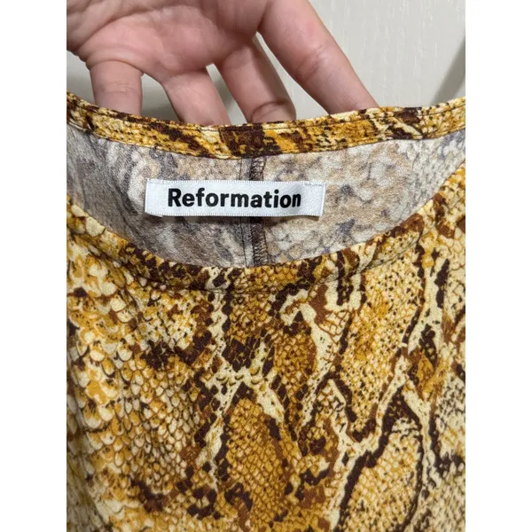 Reformation‎ Vivette Snake Print Mini Dress Square Neck Spaghetti Strap Coquette - Image 7