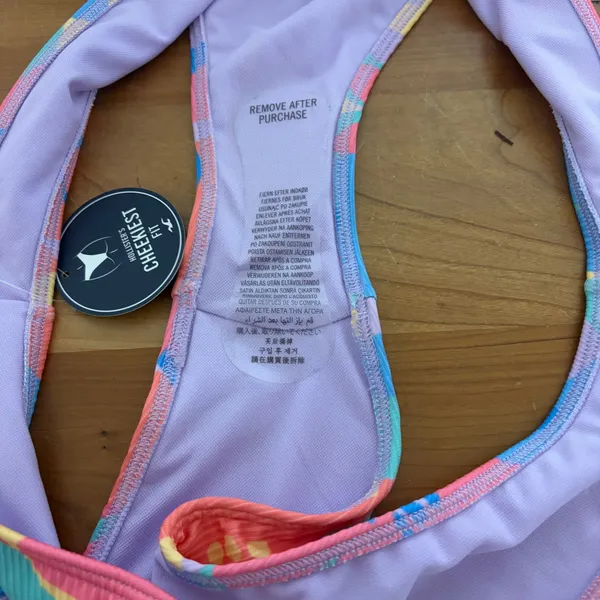 Hollister Floral Ribbed V-Front Cheekiest Bikini Bottom Size XL Pink Blue m - Image 5