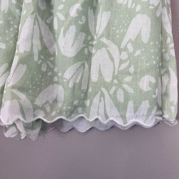 Indi Luxe Selfie Leslie NEW Swing Of Things Scalloped Cotton Shorts Sage Green - Image 3