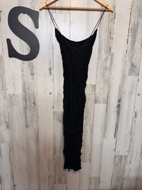 Oh Polly Black Ruched Cowl Neck Maxi Dress Womens Size US 6 UK 10 Spaghetti Stra - Image 4