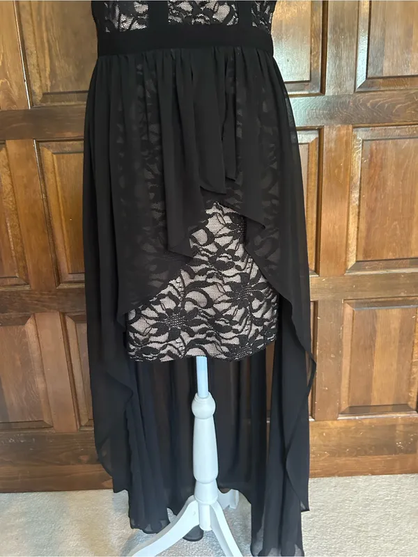 Nightway Size 10 Black Lace Hi-Lo Dress Whimsigoth Fairy Cocktail Sleeveless‎ - Image 3