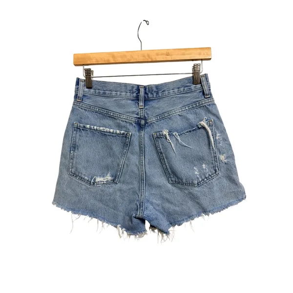 Agolde Dee High Rise Distressed‎ Denim Shorts Light Wash Blue 26 - Image 6