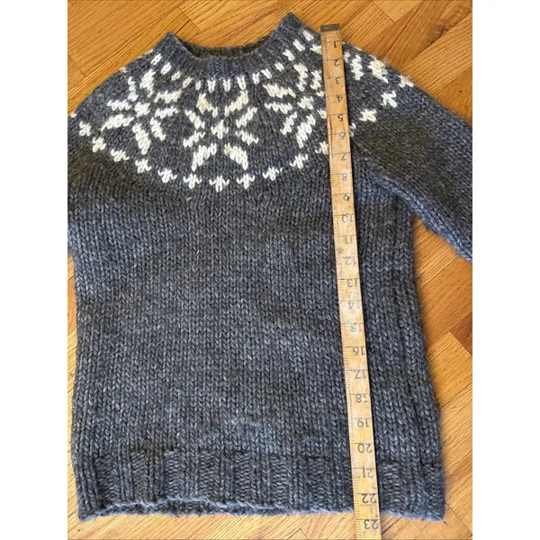 J.Crew Handknit Sweater Womens Sl Gray Excellent Wool Alpaca Snowflake Fair Isle - Image 7