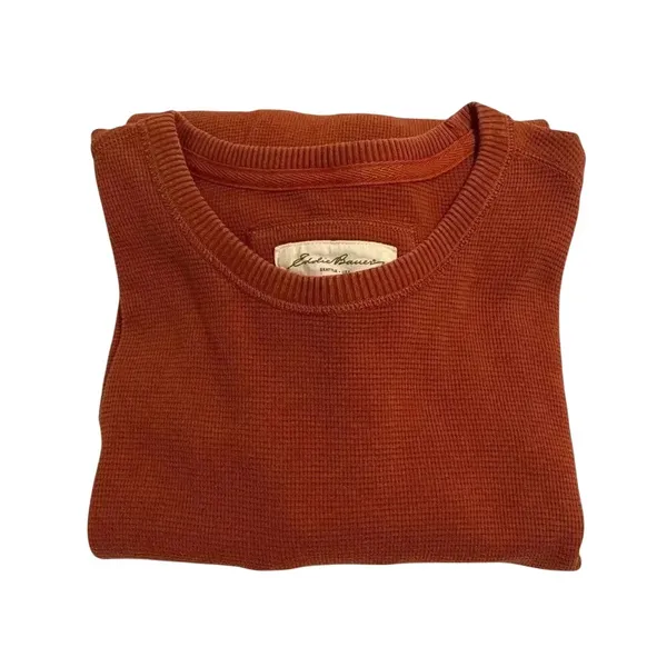 Eddie Bauer Burnt Orange Waffle Knit Thermal Long‎ Sleeve Shirt XL - Image 3